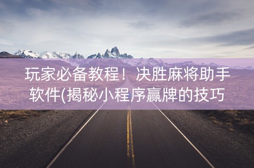 玩家必备教程！决胜麻将助手软件(揭秘小程序赢牌的技巧)