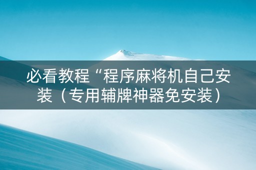 必看教程“程序麻将机自己安装（专用辅牌神器免安装）