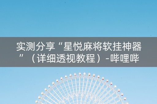 实测分享“星悦麻将软挂神器”（详细透视教程）-哔哩哔哩