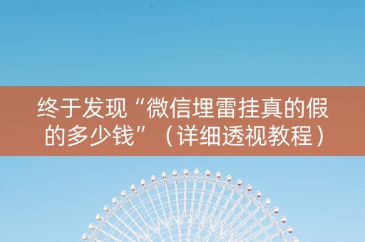 终于发现“微信埋雷挂真的假的多少钱”（详细透视教程）-哔哩哔哩