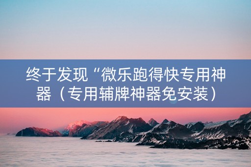 终于发现“微乐跑得快专用神器（专用辅牌神器免安装）