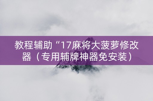 教程辅助“17麻将大菠萝修改器（专用辅牌神器免安装）