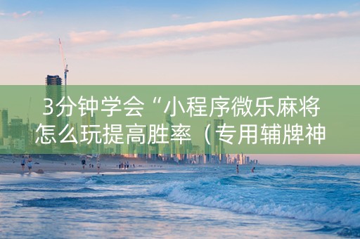 3分钟学会“小程序微乐麻将怎么玩提高胜率（专用辅牌神器免安装）