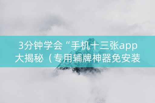 3分钟学会“手机十三张app大揭秘（专用辅牌神器免安装）