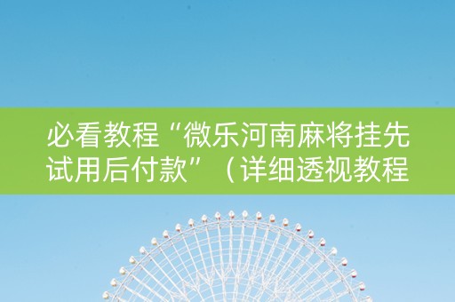 必看教程“微乐河南麻将挂先试用后付款”（详细透视教程）-哔哩哔哩