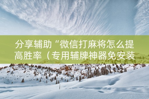 分享辅助“微信打麻将怎么提高胜率（专用辅牌神器免安装）