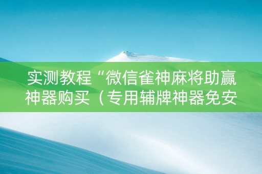 实测教程“微信雀神麻将助赢神器购买（专用辅牌神器免安装）