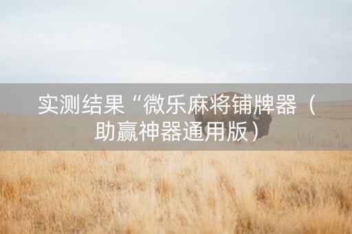 实测结果“微乐麻将铺牌器（助赢神器通用版）