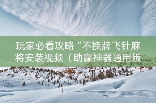玩家必看攻略“不换牌飞针麻将安装视频（助赢神器通用版）