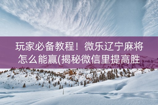玩家必备教程！微乐辽宁麻将怎么能赢(揭秘微信里提高胜率)