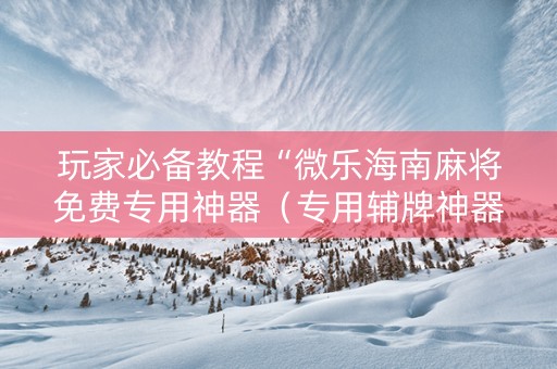 玩家必备教程“微乐海南麻将免费专用神器（专用辅牌神器免安装）
