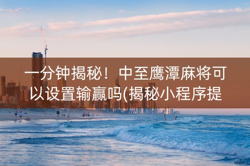 一分钟揭秘！中至鹰潭麻将可以设置输赢吗(揭秘小程序提高胜率)