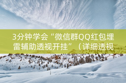 3分钟学会“微信群QQ红包埋雷辅助透视开挂”（详细透视教程）-哔哩哔哩
