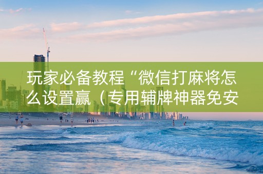玩家必备教程“微信打麻将怎么设置赢（专用辅牌神器免安装）