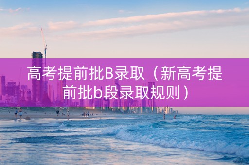 高考提前批B录取（新高考提前批b段录取规则）