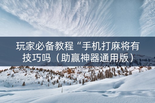 玩家必备教程“手机打麻将有技巧吗（助赢神器通用版）