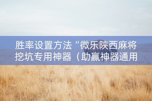 胜率设置方法“微乐陕西麻将挖坑专用神器（助赢神器通用版）