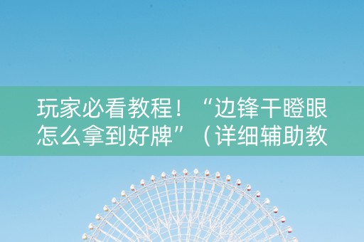 玩家必看教程！“边锋干瞪眼怎么拿到好牌”（详细辅助教程）-哔哩哔哩