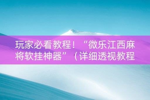 玩家必看教程！“微乐江西麻将软挂神器”（详细透视教程）-哔哩哔哩