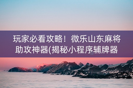 玩家必看攻略！微乐山东麻将助攻神器(揭秘小程序辅牌器)