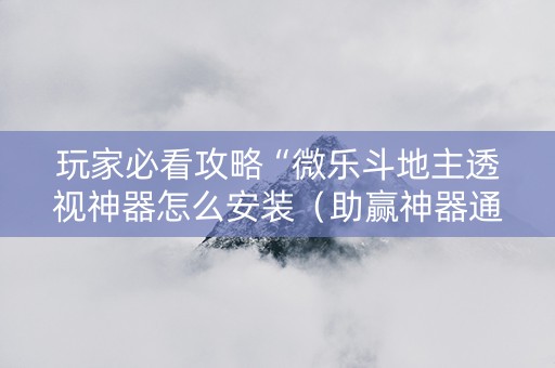 玩家必看攻略“微乐斗地主透视神器怎么安装（助赢神器通用版）