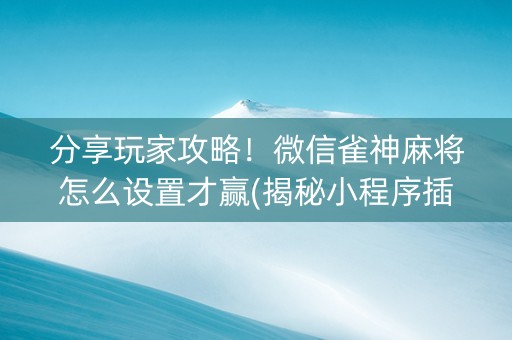 分享玩家攻略！微信雀神麻将怎么设置才赢(揭秘小程序插件下载)
