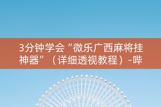 3分钟学会“微乐广西麻将挂神器”（详细透视教程）-哔哩哔哩