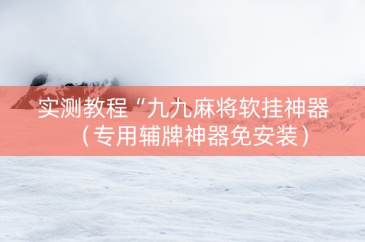 实测教程“九九麻将软挂神器（专用辅牌神器免安装）