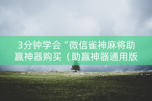 3分钟学会“微信雀神麻将助赢神器购买（助赢神器通用版）