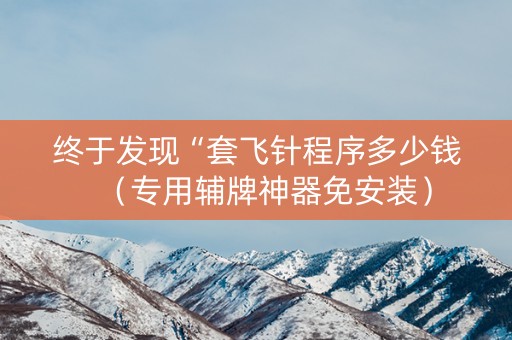 终于发现“套飞针程序多少钱（专用辅牌神器免安装）