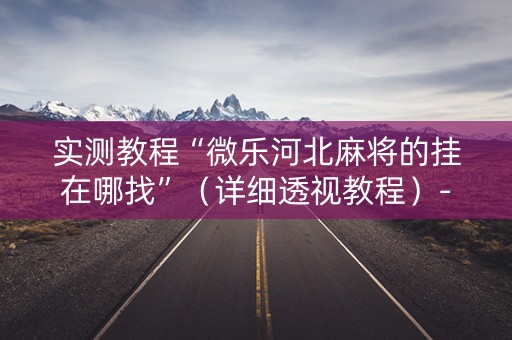 实测教程“微乐河北麻将的挂在哪找”（详细透视教程）-哔哩哔哩