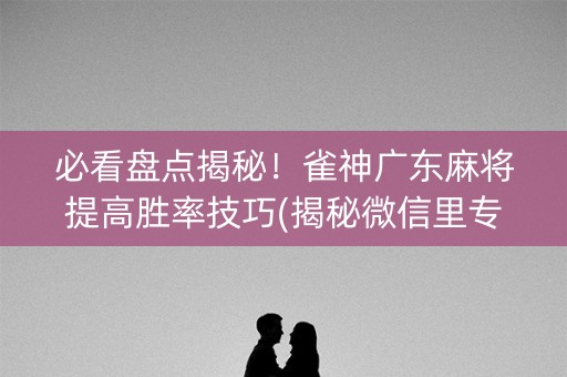 必看盘点揭秘！雀神广东麻将提高胜率技巧(揭秘微信里专用神器)