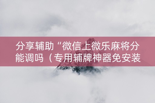分享辅助“微信上微乐麻将分能调吗（专用辅牌神器免安装）