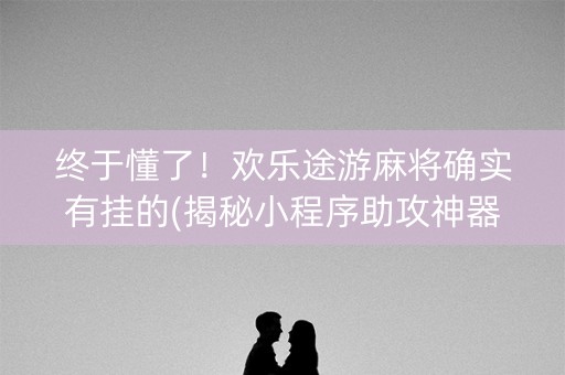 终于懂了！欢乐途游麻将确实有挂的(揭秘小程序助攻神器)