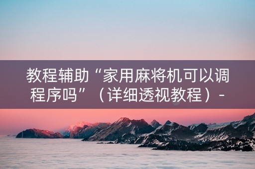 教程辅助“家用麻将机可以调程序吗”（详细透视教程）-哔哩哔哩