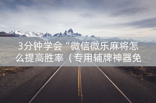 3分钟学会“微信微乐麻将怎么提高胜率（专用辅牌神器免安装）