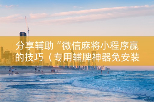 分享辅助“微信麻将小程序赢的技巧（专用辅牌神器免安装）