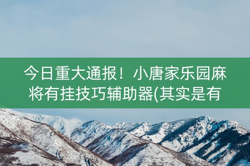 今日重大通报！小唐家乐园麻将有挂技巧辅助器(其实是有挂的)