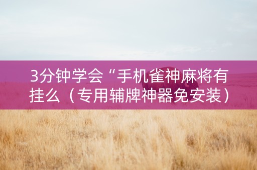 3分钟学会“手机雀神麻将有挂么（专用辅牌神器免安装）