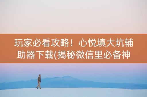 玩家必看攻略！心悦填大坑辅助器下载(揭秘微信里必备神器)