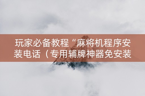 玩家必备教程“麻将机程序安装电话（专用辅牌神器免安装）