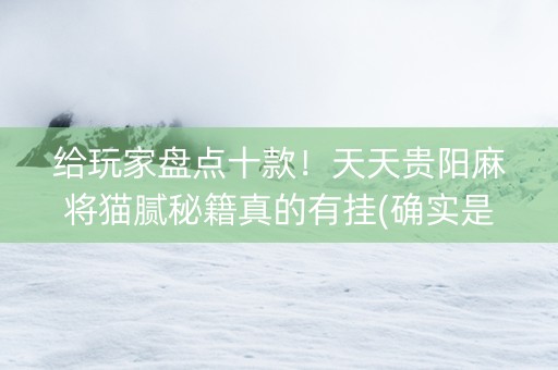 给玩家盘点十款！天天贵阳麻将猫腻秘籍真的有挂(确实是有挂)