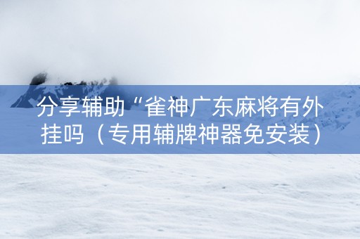 分享辅助“雀神广东麻将有外挂吗（专用辅牌神器免安装）
