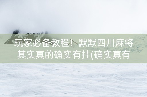 玩家必备教程！默默四川麻将其实真的确实有挂(确实真有挂)
