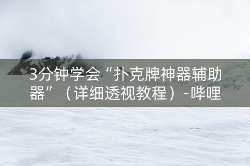 3分钟学会“扑克牌神器辅助器”（详细透视教程）-哔哩哔哩
