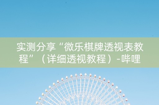 实测分享“微乐棋牌透视表教程”（详细透视教程）-哔哩哔哩