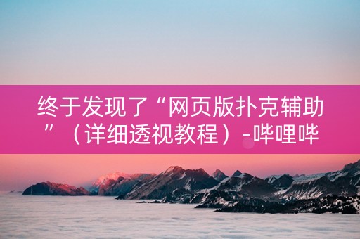 终于发现了“网页版扑克辅助”（详细透视教程）-哔哩哔哩