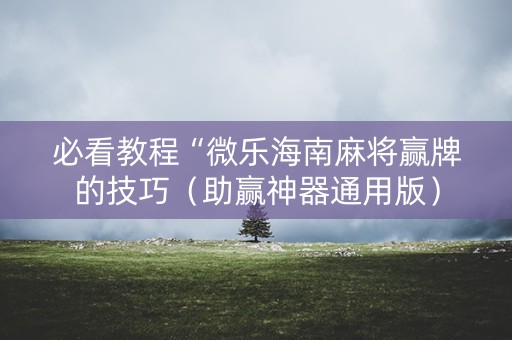 必看教程“微乐海南麻将赢牌的技巧（助赢神器通用版）