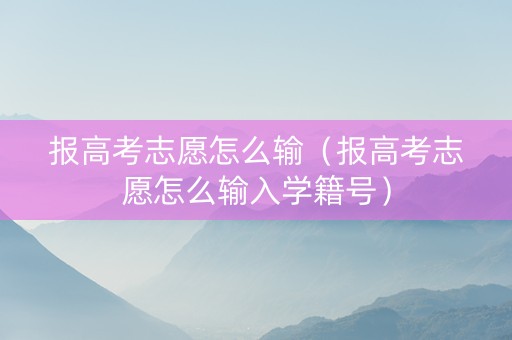 报高考志愿怎么输（报高考志愿怎么输入学籍号）