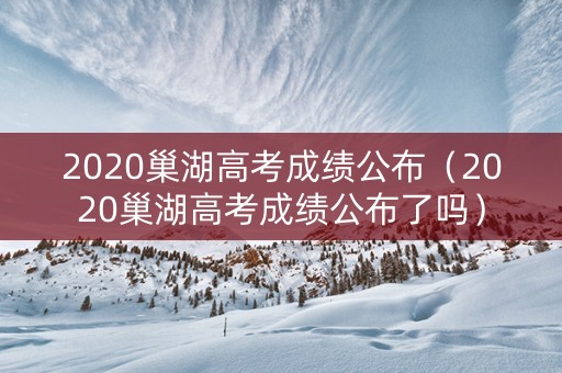 2020巢湖高考成绩公布（2020巢湖高考成绩公布了吗）